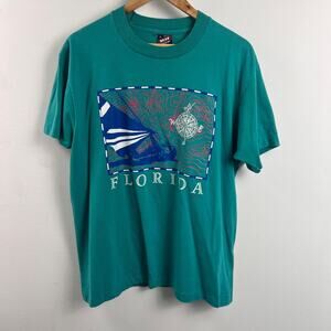 Vtg BEST Fruit Of Loom The Single Stitch TShirt Florida Graphics XL Green USA